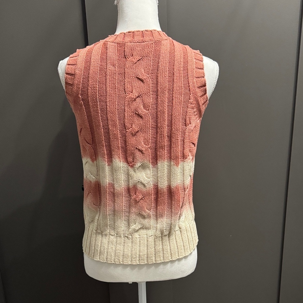Calvin Klein Coral and Cream Cable Knit Tank Top 100%Cotton Size XS - Picture 4 of 7